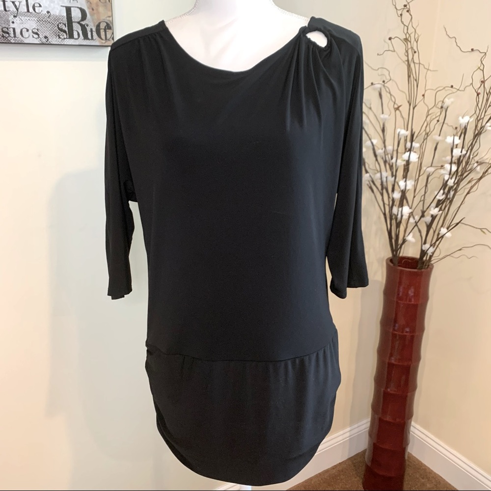 WHBM Black Tunic Top with peep hole - EUC